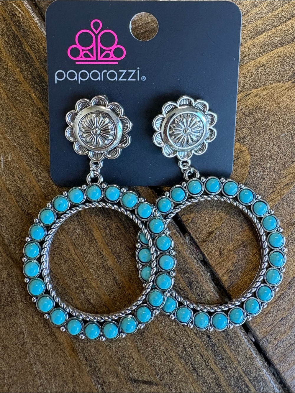 Post-back Turquoise and Silver Hoop Earring